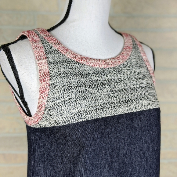 NWOT PAULE KA Tweed Denim A-Line Dress - Picture 3 of 8